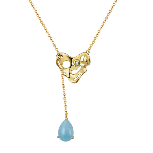 Aquamarine Hearts 925 Silver Necklace_SG