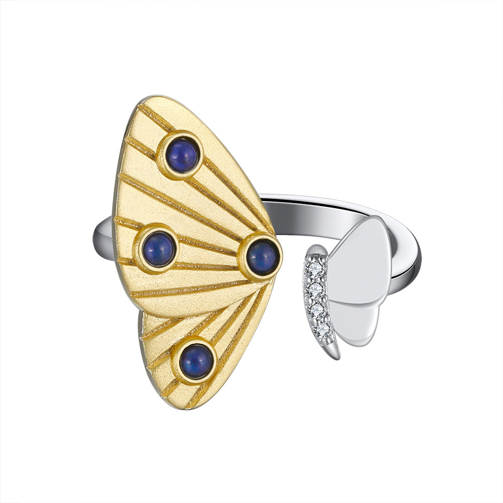 Butterfly Lapis Lazuli 925 Silver Open Ring_SG