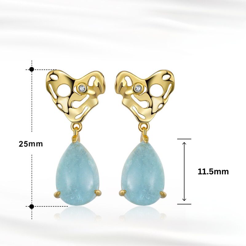 Aquamarine Hearts 925 Silver Dangling Earrings_SG