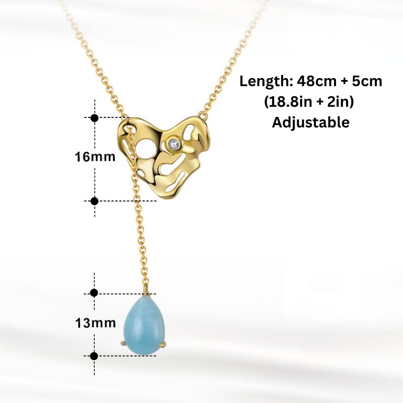 Aquamarine Hearts 925 Silver Necklace_SG