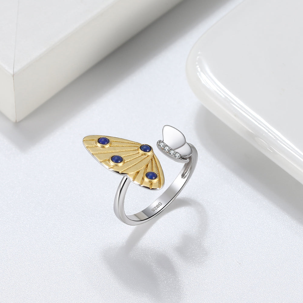 Butterfly Lapis Lazuli 925 Silver Open Ring_SG