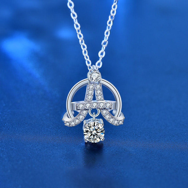 Eiffel Tower Moissanite 925 Silver Necklace