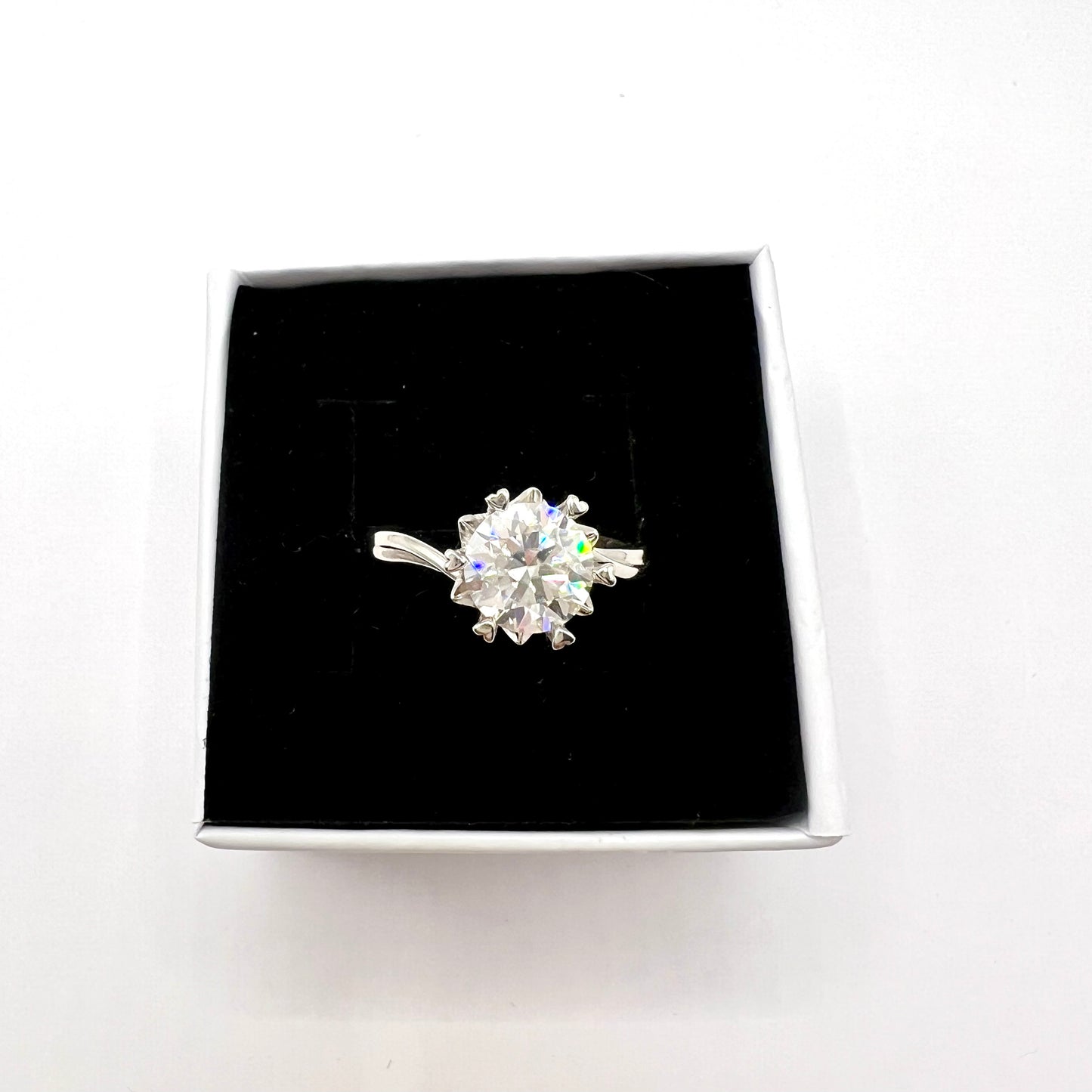 Snowflake & Hearts Moissanite 925 Sterling Silver Ring_SG