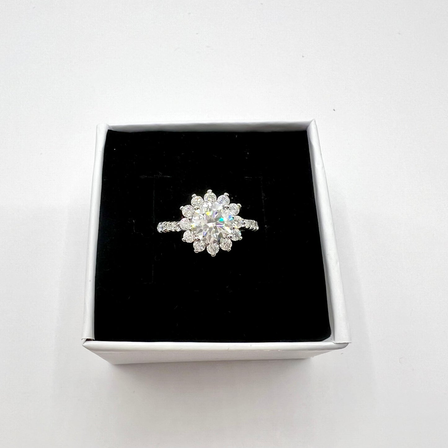 Starburst Moissanite Halo 925 Sterling Silver Ring_SG