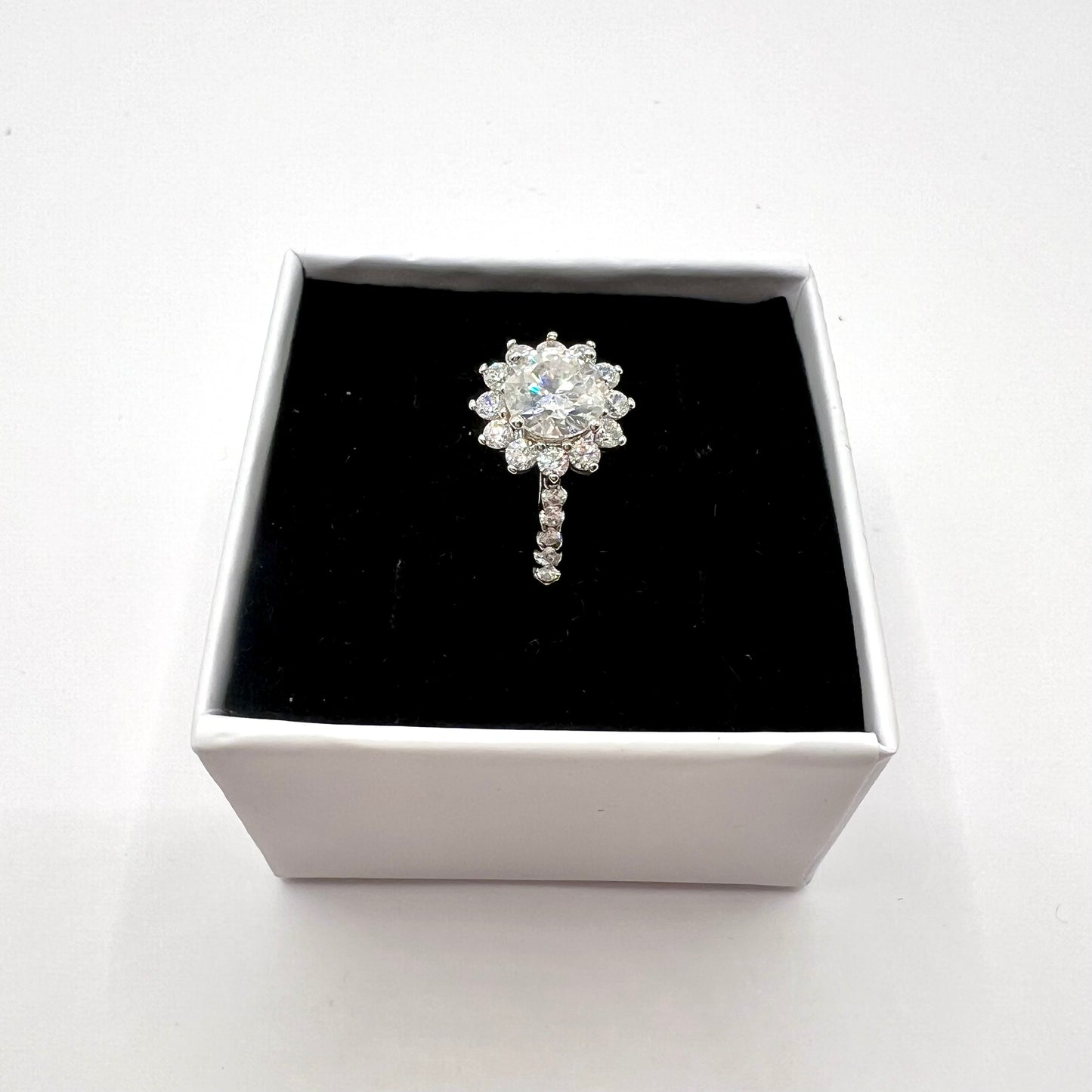 Starburst Moissanite Halo 925 Sterling Silver Ring_SG