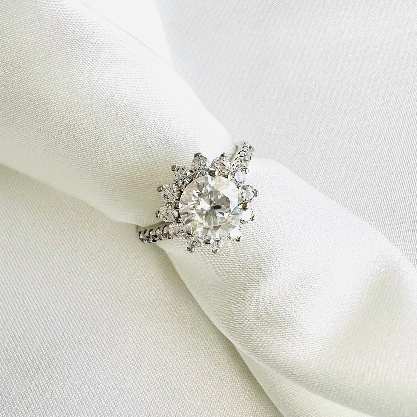 Starburst Moissanite Halo 925 Sterling Silver Ring_SG