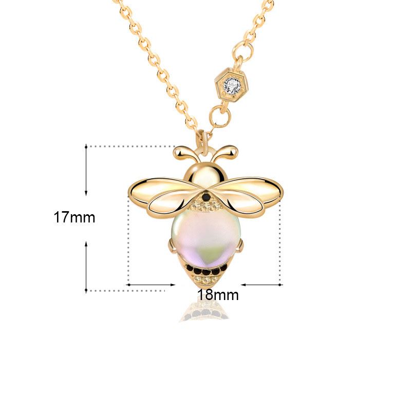 Cute bee moonstone 925 silver necklace