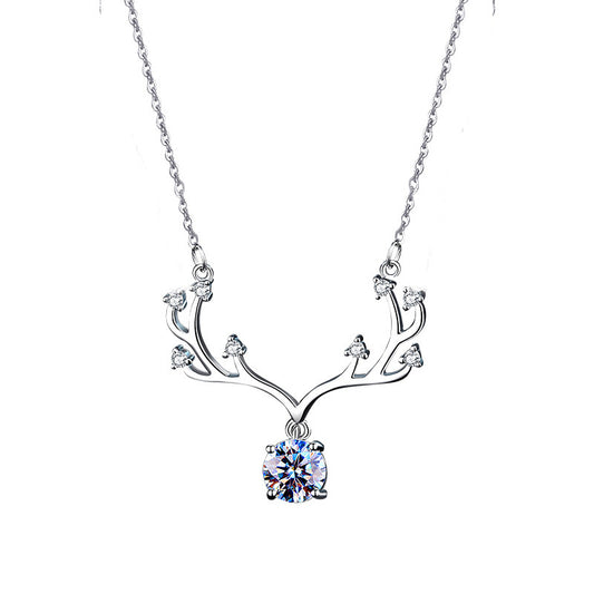 Deer Antler Moissanite Necklace (925 Silver)_SG