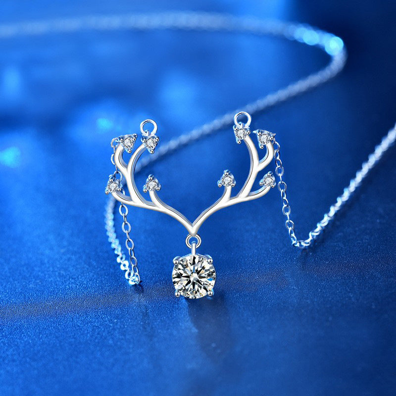 Deer Antler Moissanite Necklace (925 Silver)_SG