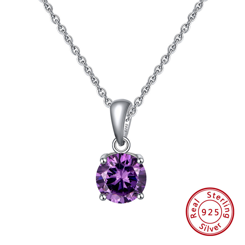 Solitaire CZ Birthstone Necklace (925 Silver)