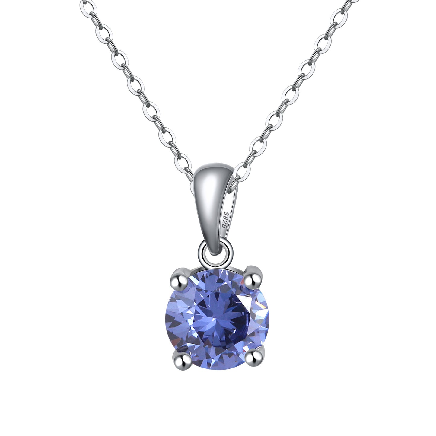 Solitaire CZ Birthstone Necklace (925 Silver)