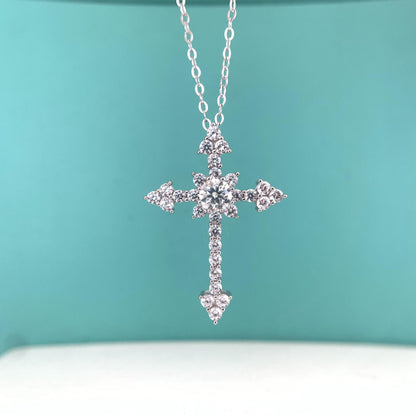 Retro Cross Moissanite Necklace (925 Sterling Silver)