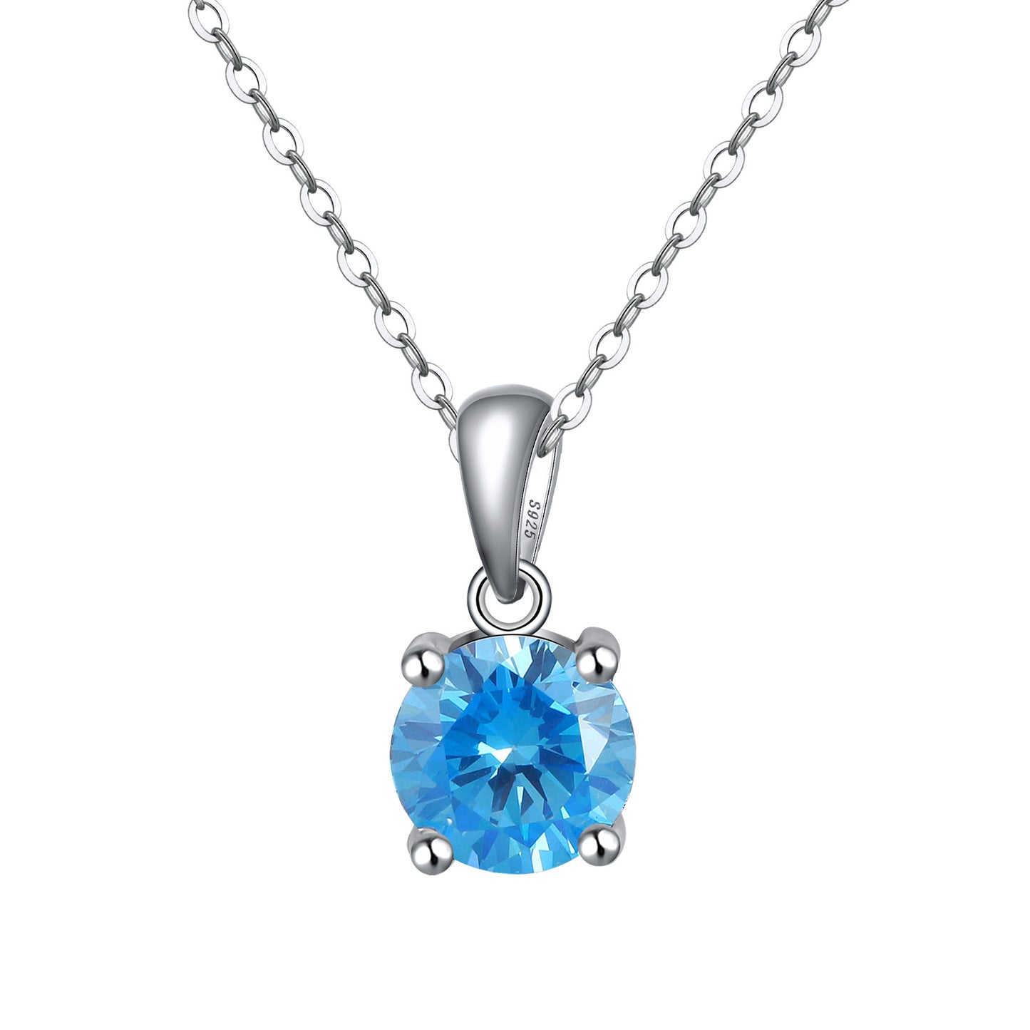 Solitaire CZ Birthstone Necklace (925 Silver)