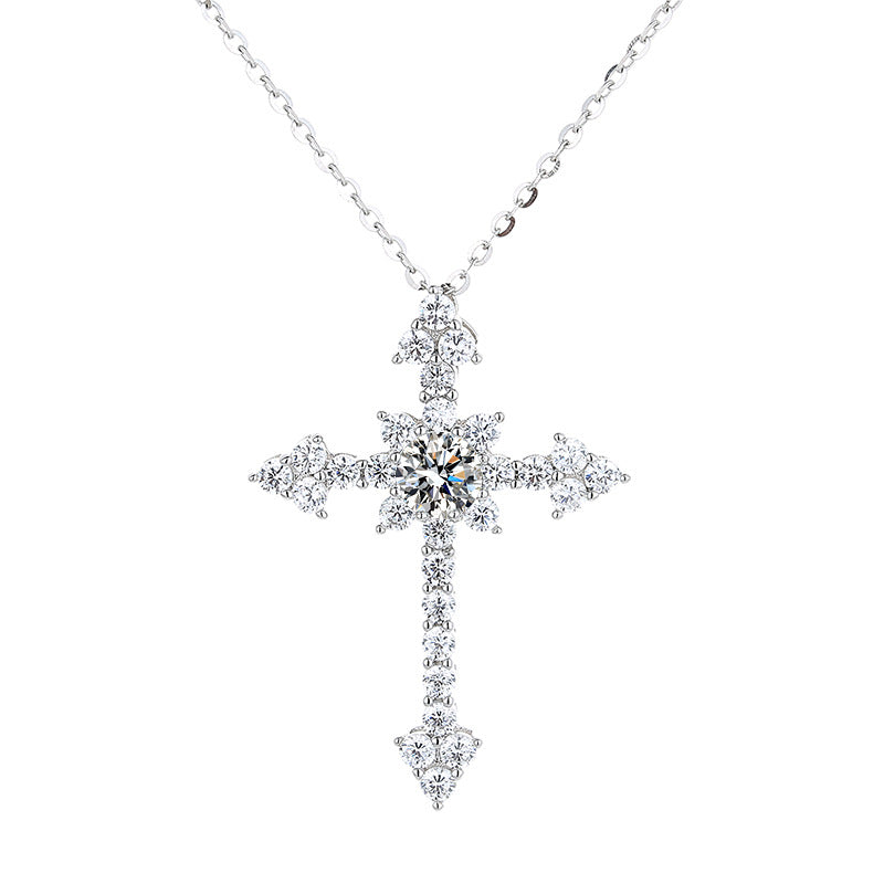 Retro Cross Moissanite Necklace (925 Sterling Silver)