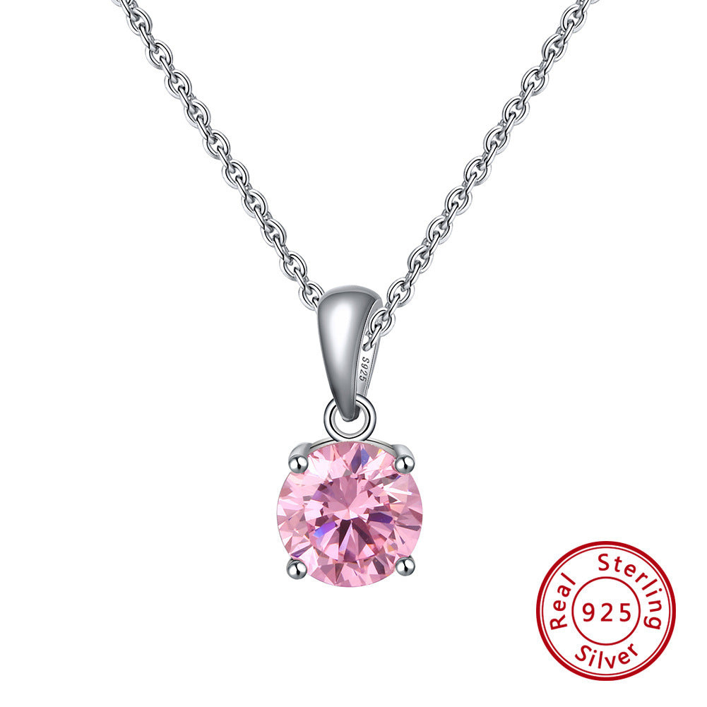 Solitaire CZ Birthstone Necklace (925 Silver)