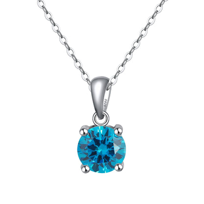 Solitaire CZ Birthstone Necklace (925 Silver)