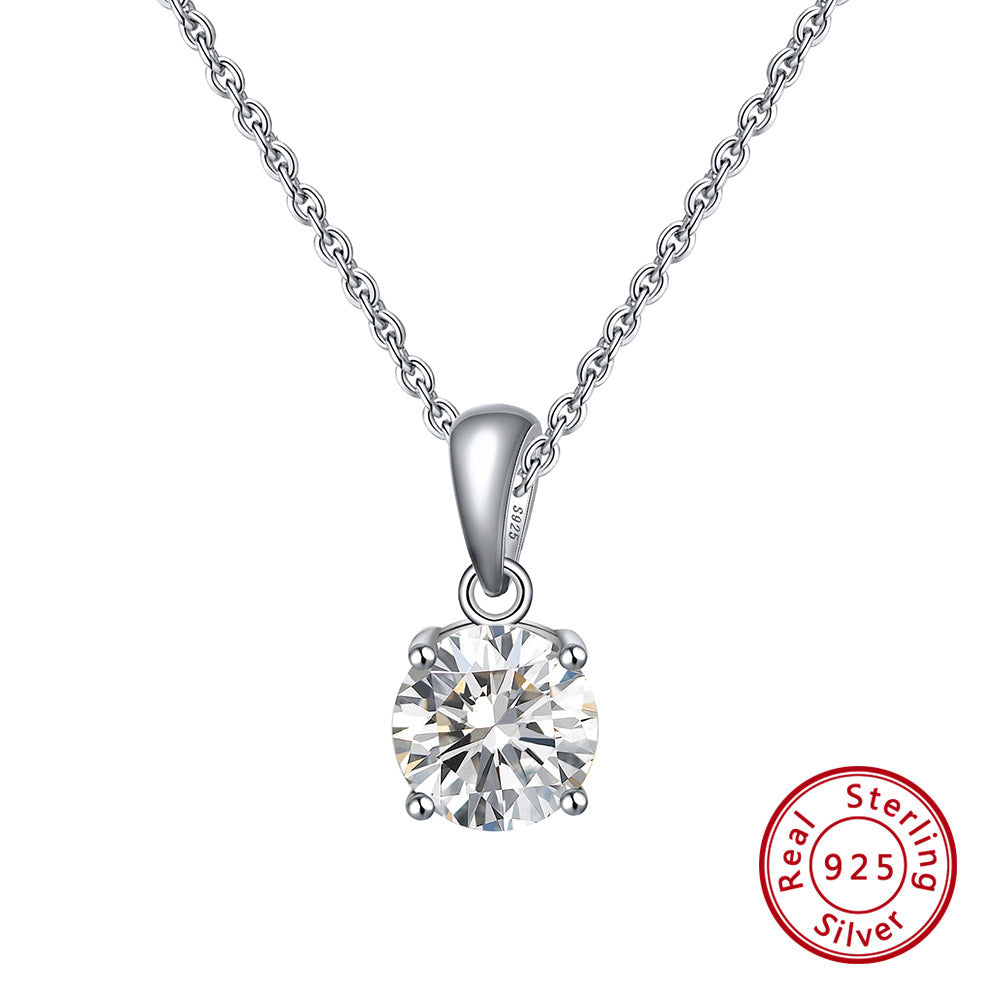 Solitaire CZ Birthstone Necklace (925 Silver)