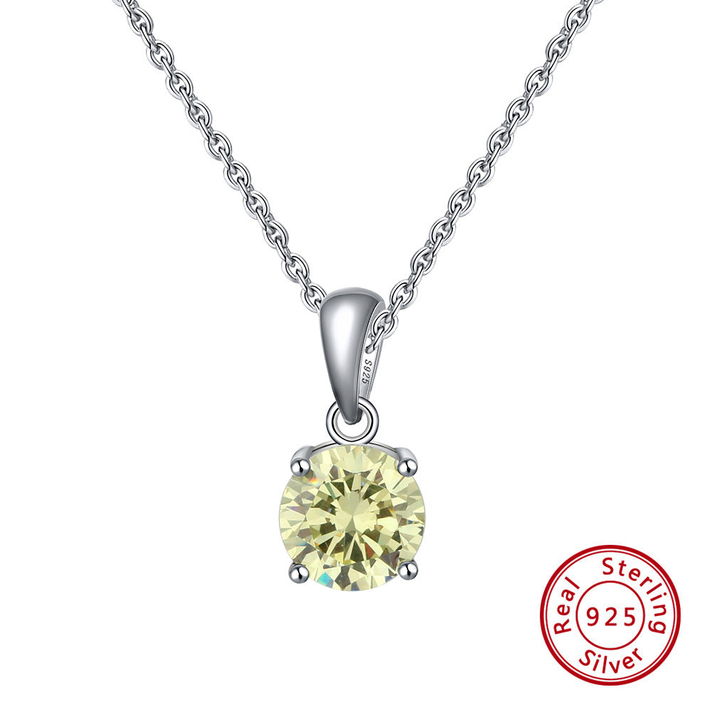 Solitaire CZ Birthstone Necklace (925 Silver)