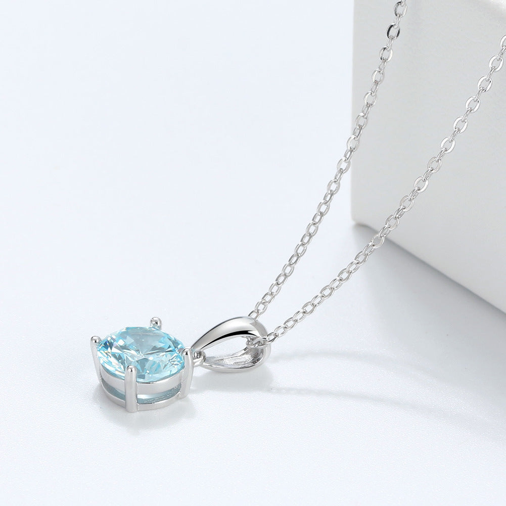 Solitaire CZ Birthstone Necklace (925 Silver)